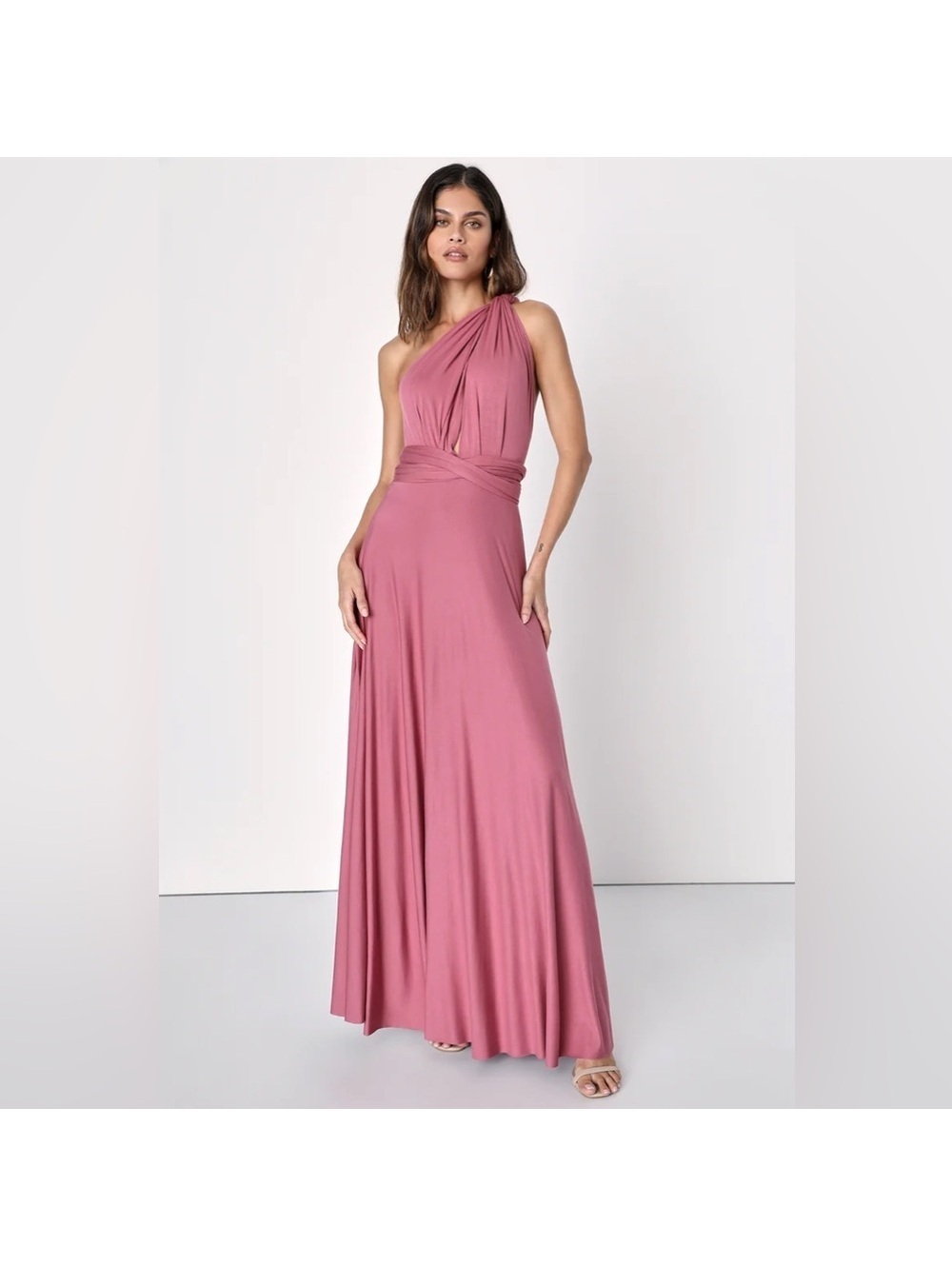 Lulus Tricks of the Trade Rusty Rose Convertible Maxi Dress